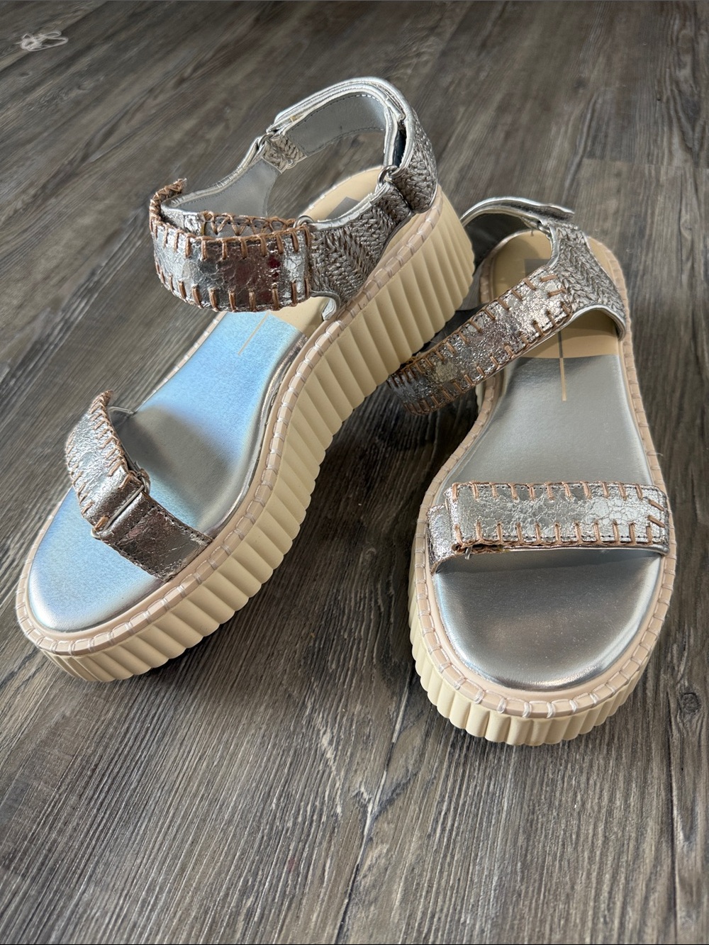 NWOT Dolce Vita Metallic Silver Platform Sandals